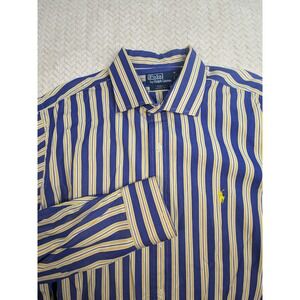 Polo by Ralph Lauren Regent Classic Fit Striped Blue Yellow Shirt XXL‎